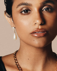 c.1970, ROMAN Clear Rhinestone & Pearl Teardrop Dangle Stud Earrings – Dressy Elegance