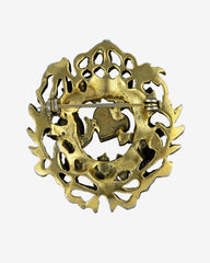 1970S Heraldic Gold Tone Rhinestone Fleur-De-Lis Crescent Heart Shield Brooch