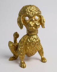Vintage Gold-Toned Poodle Brooch with Seed Pearl Eyes – Mid-Century Dog Lover’s Pin