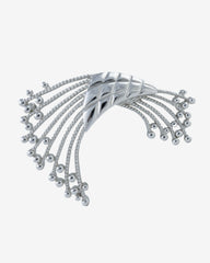 C.1970, Monet Silver Tone & Fringe Brooch-Elegant Textured Statement Pin Brooch