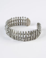 Vintage Chunky Frosty Silver-Tone Bangle Bracelet Cuff | Bold Mid-Century Style