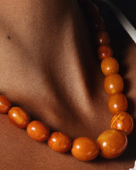 Antique Baltic Amber Beaded Necklace – Natural Egg Yolk Butterscotch Hues