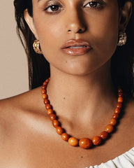 Antique Baltic Amber Beaded Necklace – Natural Egg Yolk Butterscotch Hues