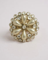 Elegant 1950s Mid-Century Faux Pearl & Rhinestone Gold-Tone Brooch - Vintage Estate Jewelry