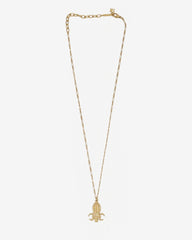 Vintage Nina Ricci Fleur-de-Lis Pendant Necklace – Triple Gold Plated – Signed & Hallmarked