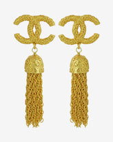 Chanel – Tassel Drop CC Stud Earrings, a gold-plated masterpiece reflecting the essence of French sophistication.