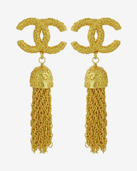 Chanel – Tassel Drop CC Stud Earrings, a gold-plated masterpiece reflecting the essence of French sophistication.