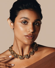 Golden Bloom Sculptural Necklace – French Designer, High-End Gold Plating