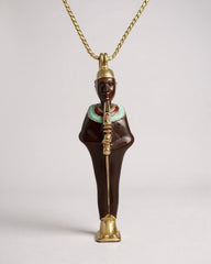 Majestic Egyptian Deity Pendant Necklace – High-End French Enamel Artistry