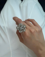 c.2000, Chanel Camellia Ring, a dazzling creation adorned with crystal diamanté, embodying the house’s timeless sophistication