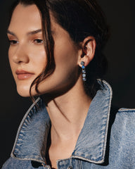 Ocean Whisper— High-End Blue Crystal Dangle Earrings in Rhodium Plated Setting