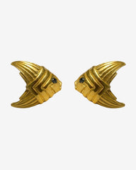 1970s Gold-Plated Fish Stud Earrings – Made in England, Vintage Charm