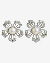 c.1970 Sarah Coventry Signed Pearl Flower Clip-On Earrings