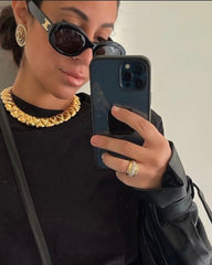 C.1970, Chunky Choker Heart Link Necklace – Bold Vintage Statement Piece