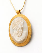 Rare Antique Hand-Carved Shell Cameo Pendant Mid-19th Century Cameo in a Later 21k Gold Frame