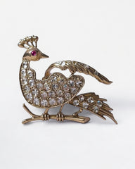 Vintage Silver-Tone Bird Brooch – Crystal Pave & Ruby Eye Pin