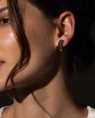 c.1980, Multicolor Emerald, Sapphire, and Ruby Rhinestone Clip-On Earrings – French Designer