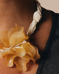 Authentic Old Italian Murano Glass Choker— "Venetian Sunset" Amber Floral Necklace