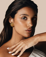c.1980, Golden Dome Clip-On Earrings – Twisted Frame Design