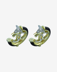 Chanel CC Hoop Earrings – Gold-plated with rhinestones and black enamel. A timeless emblem of elegance