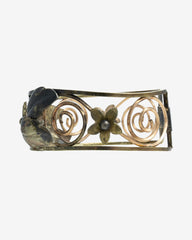 Vintage KREMENTZ Leaf Filigree Bangle Bracelet Oval Cuff | Classic Mid-Century Elegance