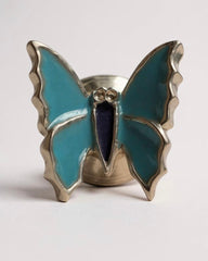 Celestial Charm— Blue Butterfly Brooch – tiny 1cm Statement Enamel Jewelry