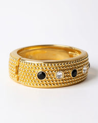 Vintage Swarovski Swan Signed Gold-plated Bracelet with Black & Clear Crystals
