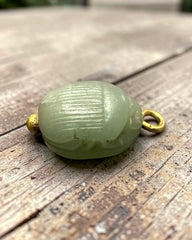 Natural Green Stone Scarab Amulet
later mounted in 21k gold