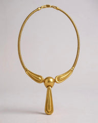 c.1960 Fabulous French Designer D’Orlan Necklace & Clip-On Earrings – Greek Design Set