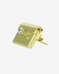 Chic Secret— Vintage Gold Plated Rhinestone Clutch Brooch – Opens for Tiny Treasures