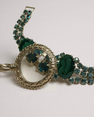 Magnificent Vintage Rhodium Plated Magnifying Glass Pendant Necklace