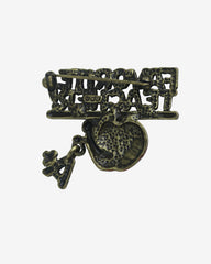 c.1970, Vintage Favorite Teacher Gold Bronze-Tone & Enamel Brooch Pin