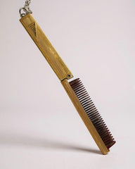 Antique Gold-Filled Folding Comb Necklace – Unisex Necklace With Long Sterling Silver Chain “Perfect for Hair, Beard, or Mustache Grooming.
