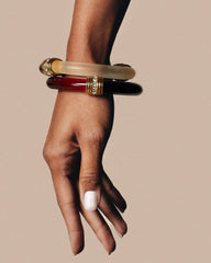 Elegant Trio— Gold-Plated Crystal & Frosted Enamel Glass resin  Bangle