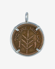 Authentic Palestine 1 Mil Coin Necklace | Sterling Silver | 1927-1947