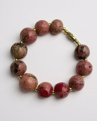 Vintage Natural Rhodonite Bead Bracelet
