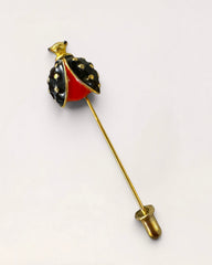 THE LADYBUG COUTURE VINTAGE FRENCH DESIGNER ENAMEL STICK PIN