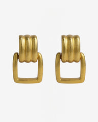 1980s Vintage Door Knocker Clip-On Earrings – Triple Gold Plated