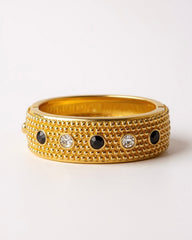 Vintage Swarovski Swan Signed Gold-plated Bracelet with Black & Clear Crystals