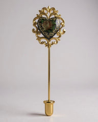 Floral Heart Stick Pin - Gold Lapel Pin