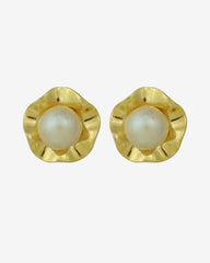 Classic French Vintage Earrings – 1980s Gold-Plated with Creamy Pearl