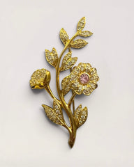 VINTAGE SWAROVSKI PAVÉ BOTANICAL PINK BLOSSOM BROOCH