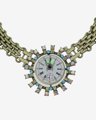 Vintage ‘Time Flies’ Chunky Antique Gold-Tone Necklace – Whimsical Statement Piece