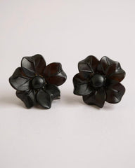 Genuine MURANO GLASS Flower Clip-On Earrings – 5 Petal – Handmade in Italy – Vintage
