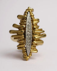 Bold Vintage Mid-Century Modern Gold & Silver Toned Abstract Clip-On Earrings